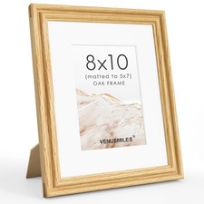 8x10 Picture Frame with Mat Adaptable Display Size for 5x7, Natural Solid Oak...