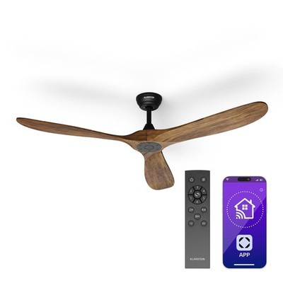 Deckenventilator Holz Fernbedienung Smart App 152 cm Massivholz 6 Stufe Timer