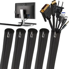 1/2/4PCS Flexible Cable Management Sleeve with Zipper Cord Organizer Wrap US