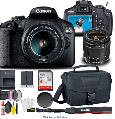 BRAND NEW FREE SHIPPING  canon EOS 2000D Kit With All Peices Included.