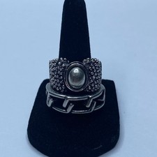 Srebrny kolor tekstury pierścionki pakiet biżuterii 2szt 17,9g