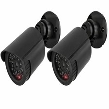  2-Pack Dummy Security Camera with Flashing LED Light for Indoor  Outdoor Use