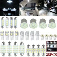 28pcs/Set LED Interior Lights Bulbs Kit Car Trunk Dome License Plate Lamp 6000K