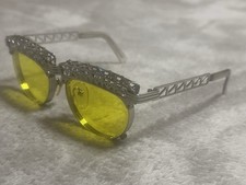 Vtg Jean Paul Gaultier 56-0171 Eiffel Tower Silver Sunglasses Yellow Lens