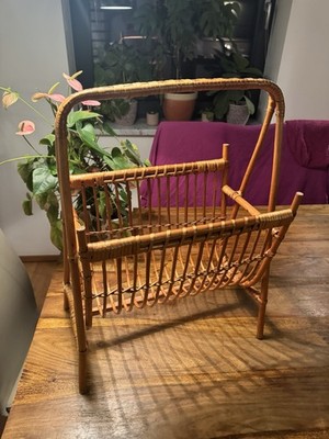 Vintage Rattan Zeitungsständer / Magazinhalter   Mid Century 50s/60s Boho