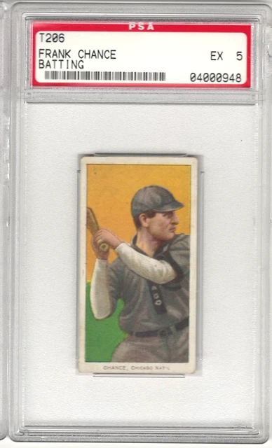 1909 T206 Tolstoi Schlag Baseball Frank Chance EX PSA 5