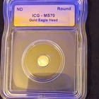 .999 Fine Gold Eagle Head Round 1/500 Oz ICG MS70
