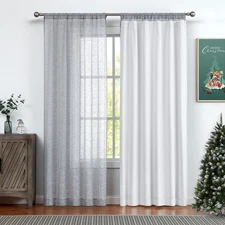 White Full Blackout Window Curtain Liner Panel Rod Pocket Bedroom Drape with ...
