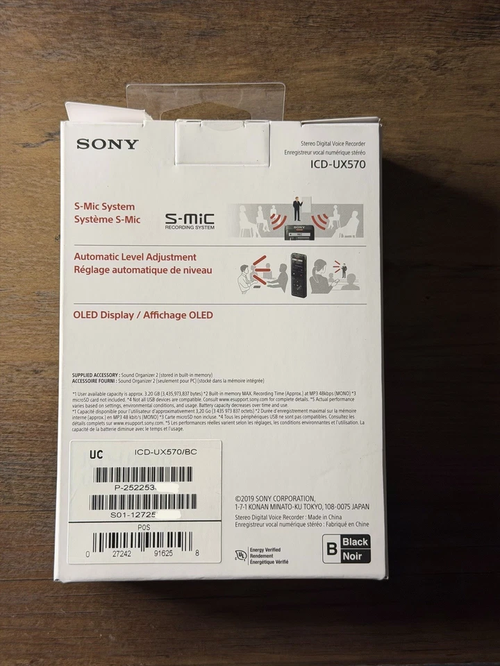 Sony ICD-UX570 Series - Digital Voice Recorder - Black - NEW - Image 3 of 3