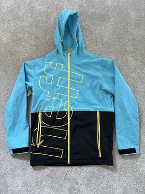 Neff Blue Black Ski Jacket Hooded Softshell Yellow Zip Men's Winter Sports