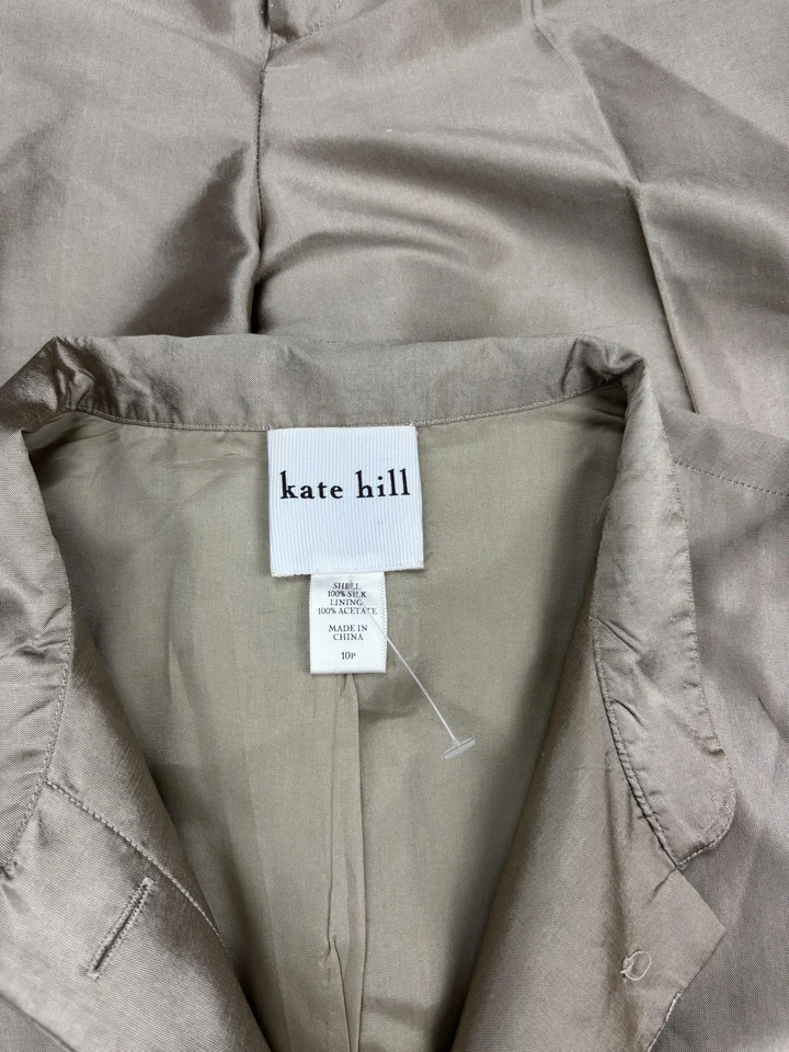 Брюки Kate Hill костюм женщин миниатюрный 10P/8P шампанское 100% шелк с подкладкой блейзер брюки - Изображение 2 из 4