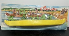 Vintage Plastic Yellow Canoe Boat Indians 7" Long Hong Kong New In Package