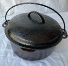 Antique 4 Quart Hammered Cast Iron Dutch Oven, Possibly Wagner