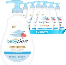 Baby Dove Rich Moisture Head to Toe Baby Wash & Shampoo 400ml Pack of 6