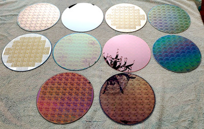 10 PC Lot Semiconductor Silicon 200mm 8'' Wafers with Die Chip Designs #VY