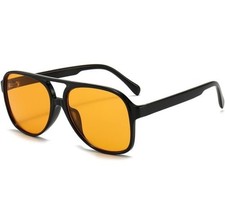 Vintage Aviator Sunglasses for Women Men 70s Glasses Retro Oversized Yellow Lens