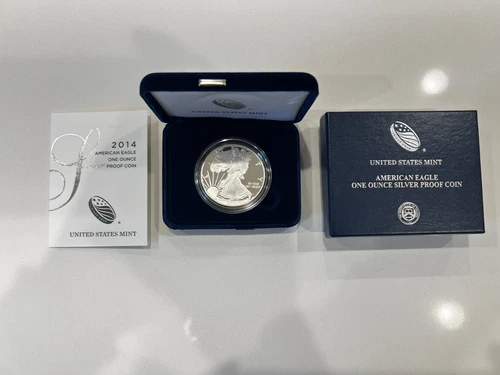 2014-W American Eagle Proof Silver Dollar 1 oz .999 w/ Box & COA West Point Mint