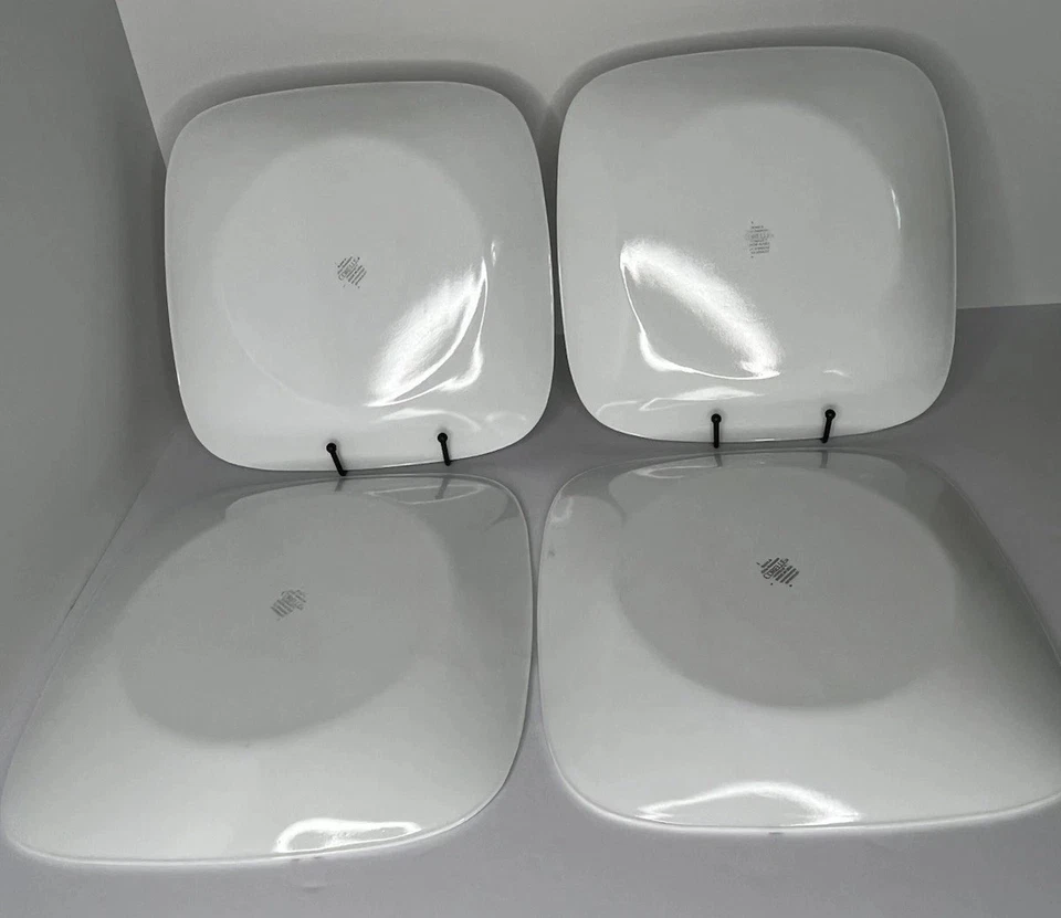 Set of 4 Pre Owned Corelle Vitrelle Square Dinner Plates China Blossom 10 1/2" - Image 2 of 4
