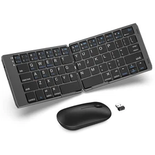 Foldable Keyboard and Mouse, Folding Wireless Keyboard Mouse Combo with Phone...