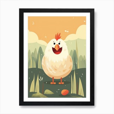 Cute Chicken Vector Illustration Ar Framed Wall Art Poster Canvas Print Picture