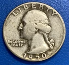 1950-D Washington Quarter, 90% Silver, Circulated