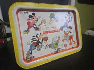 Vintage Walt Disney Character Superstars Metal TV Lap Tray 