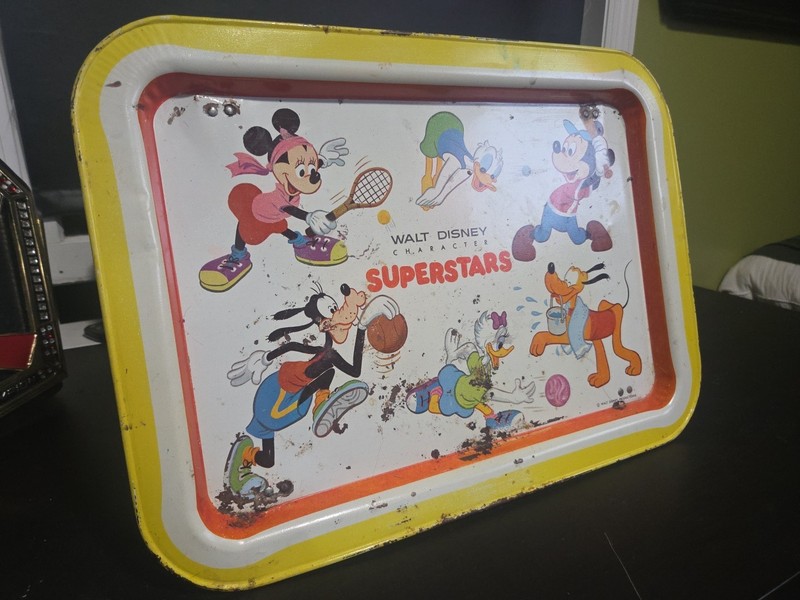 Vintage Walt Disney Character Superstars Metal TV Lap Tray 
