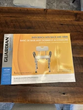 Guardian Bath And Shower Bench with Back and Arms Adjustable Height Max 350lb