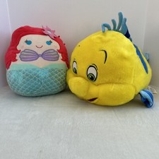   LOT OF 2 - DISNEY LITTLE MERMAID PLUSHIES - 1 FLOUNDER/1 ARIEL  