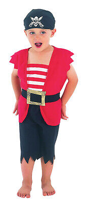 Kids Pirate Captain Boys Girls Fancy Dress Costume Outfit & Hat New Age 2-3-4 yr 