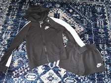 New Nike Girls Black/Pastel Stripe Hoody Shorts Summer Set Size 6X NWT