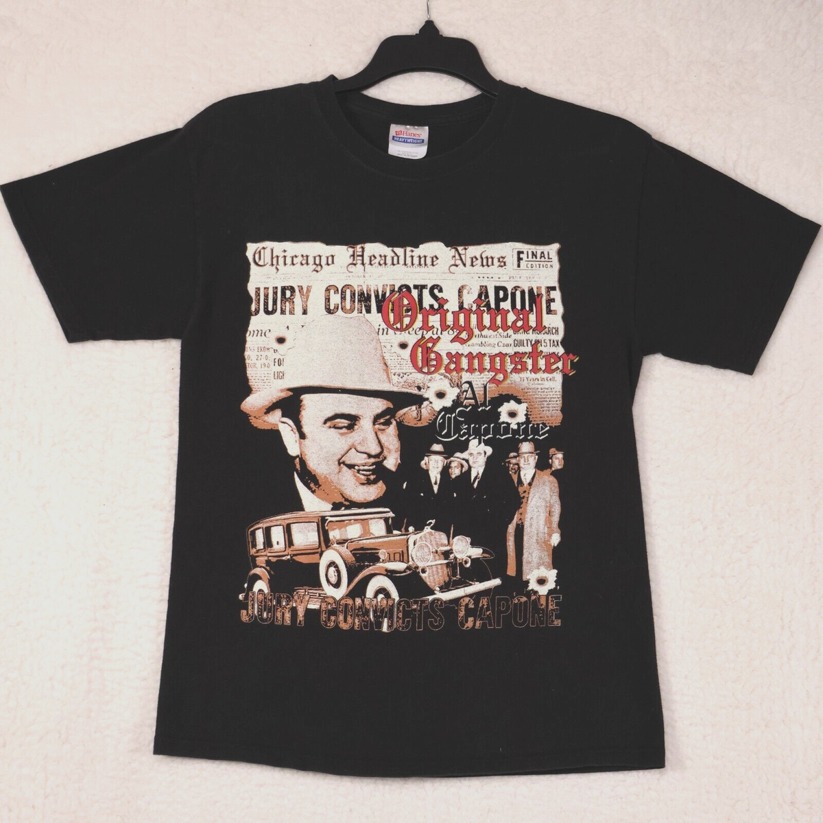 Al Capone Original Gangster Black Graphic Vintage T Shirt Mens