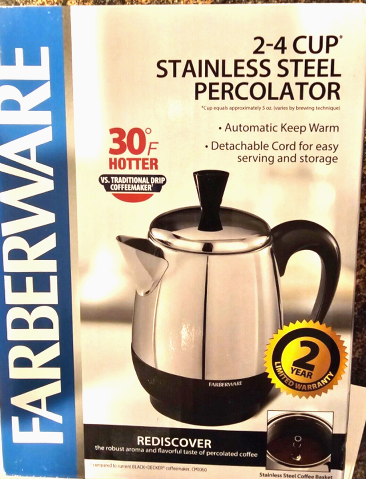 Farberware 24Cup Electric Percolator Coffee Maker, Stainless Steel