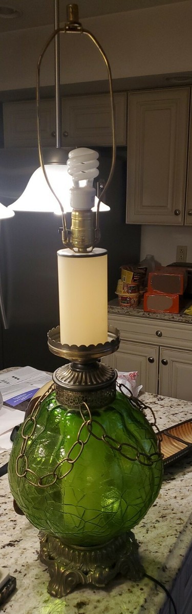 SWEET Vintage Leviton MCM Retro Lamp Smokey Green Glass SWEET Vintage Leviton MCM Retro Lamp Smokey Green Glass