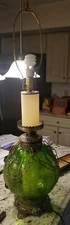 SWEET Vintage Leviton MCM Retro Lamp Smokey Green Glass Large Dual Lighting Area