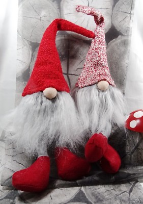 Wichtel''Snorre''Zwerg*Filz*Deko-Figur*Kantenhocker*Filzwichtel*rot/rot-weiß mel.