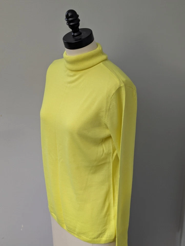 Halogen Womens Turtleneck Merino Wool Blend Sweater Long Sleeve Neon Yellow - M - Image 2 of 4