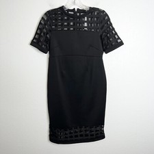 ASOS Dress Women Size 0 Maternity Black Sheath Cage Mesh Knee Length  B10