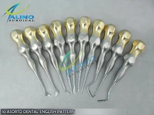 10 ASORTD DENTAL ENGLISH PATTERN ELEVATORS GOLD HANDLE