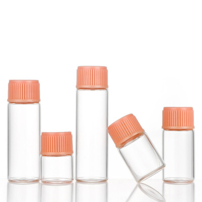 Essential Oil Orifice Reducer Glass Clear Bottle 1/2/3/5ml Dram Sample Vial Pink