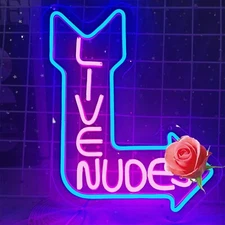 Live Nudes Neon Sign Man Cave Bar Home Art Neon Light Signs with Dimmer