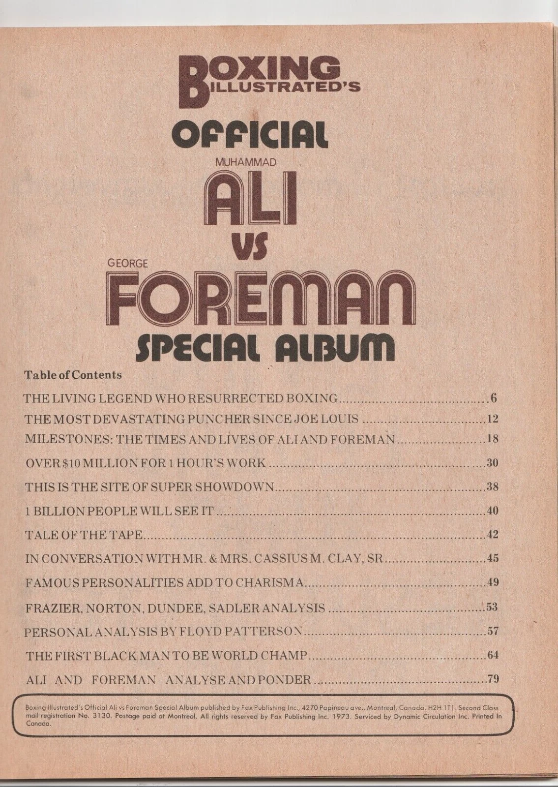 ボクシングイラスト Ali vs Foreman 記念版 スペシャルアルバム 1974 - 画像2/3