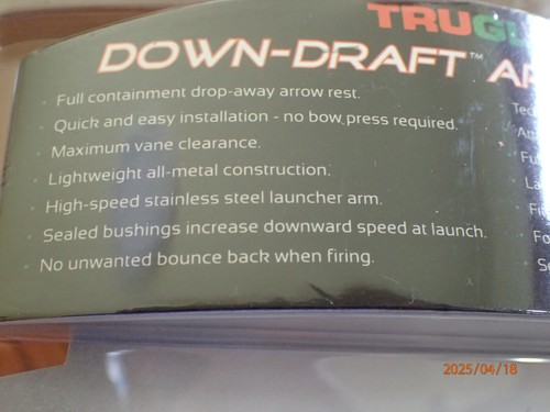 TRUGLO DOWN-DRAFT ARROW REST RIGHT OR LEFT HAND BOW ARROW REST NEW SEALED - Picture 6 of 14