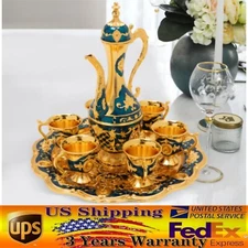 Vintage Turkish Tea Set, Luxury Turkish Coffee Set with Pot and 6 Cups for Home