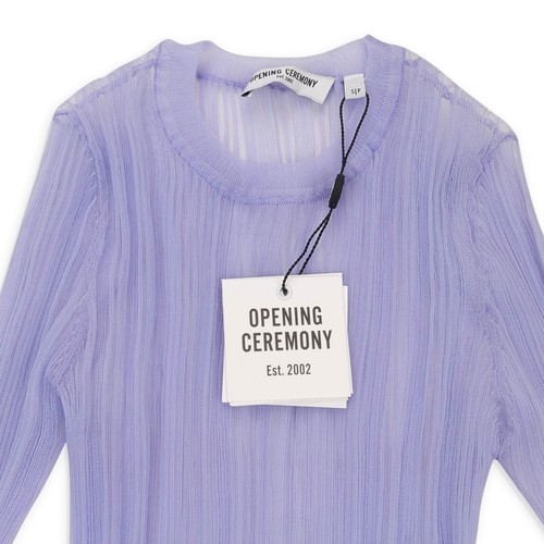 NWT OPENING CEREMONY Lilac Polyester Sheer Rib Long Sleeve Top Size L $295 - Picture 3 of 3