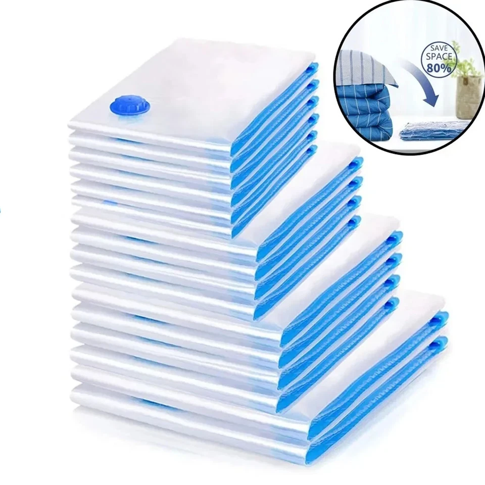 10 x Jumbo Bolsas de Almacenamiento al Aspirador Ahorro de Espacio Sello Ropa Organizador Bolsa Foto 3 de 4