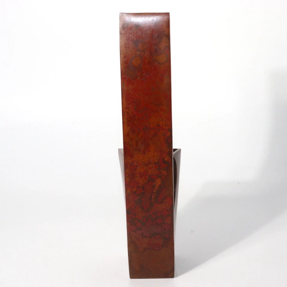 Jarrón japonés de cobre arte flor moteada púrpura sign único moderno BV395 Foto 3 de 4