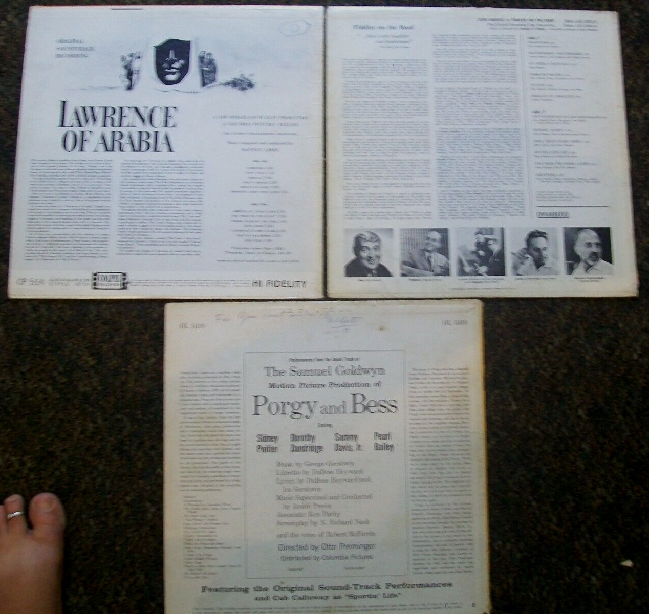 Lot/3 Vintage Vinyl Record Albums;Lawrence of Arabia,Fiddler on Roof,Porgy& Bess