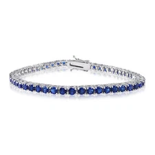 3mm Created Blue Spinel Tennis Bracelet Rhodium over Brass - 6" 7.25" 8" inch
