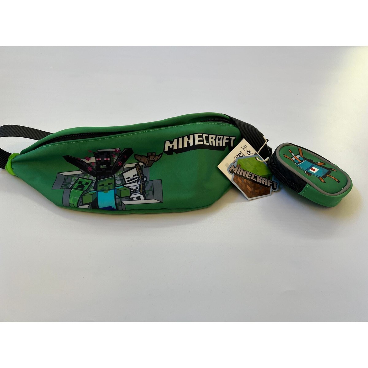 Zara Minecraft Zip-Around Coin Purse Belt Bag Green NEW | eBay